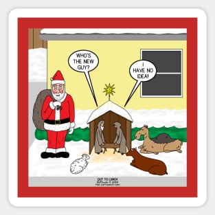 Santa and the Yard Nativity. Sticker